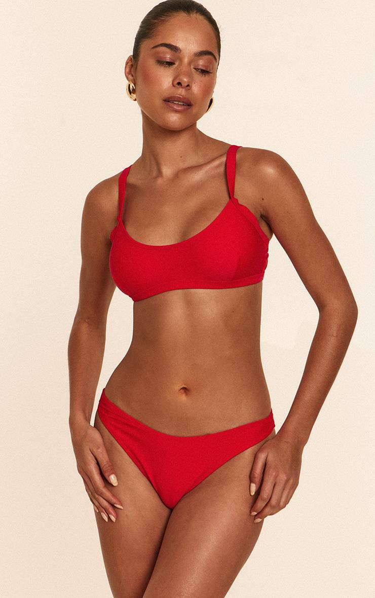Rouge Bas De Bikini Tanga Boomerang
