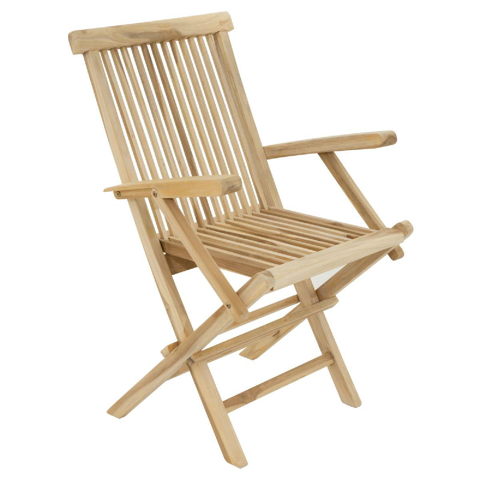 VCM Klappstuhl Gartenstuhl Balkonstuhl Terassen Armlehne Teak Holz natur