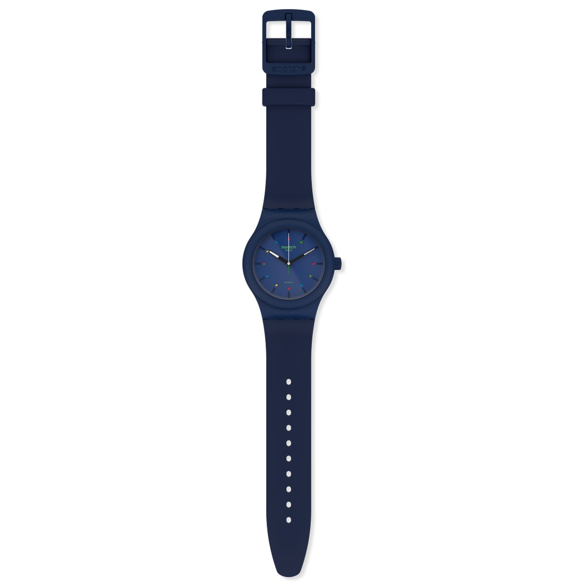 Montre Swatch mixte plastique et silicone bleu biosourcé