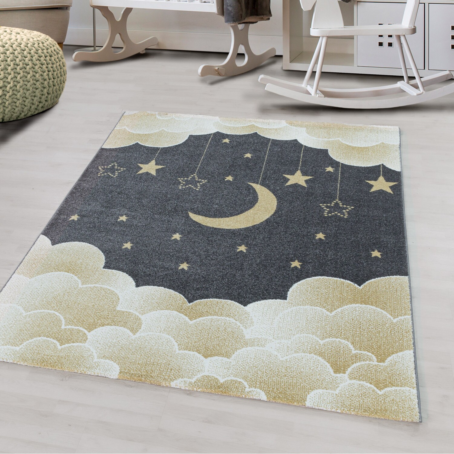 Kinderteppiche in versch. Größen rechteckig 11 mm Kurzflor Teppich Wolken Motiv