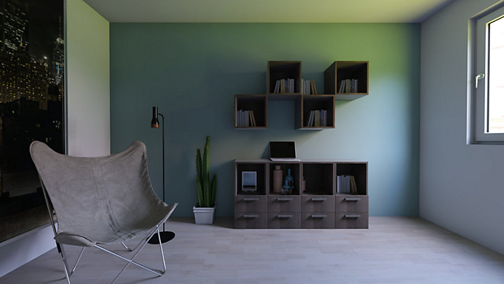 Ensemble de meubles de rangement semi ouvert avec tiroirs effet chêne grisé GoodHome Atomia P.37 cm