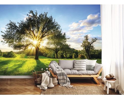 Vliesbehang 13015V4 Boom en Zon 2-delige set 254 x 184 cm