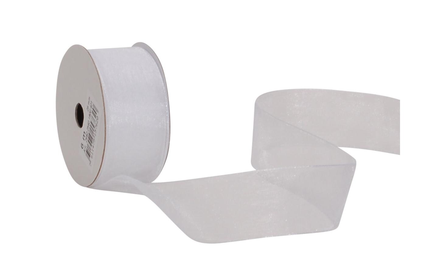 Organzaband Organsa 25 mm x 6 m, WeissBand für Geschenke