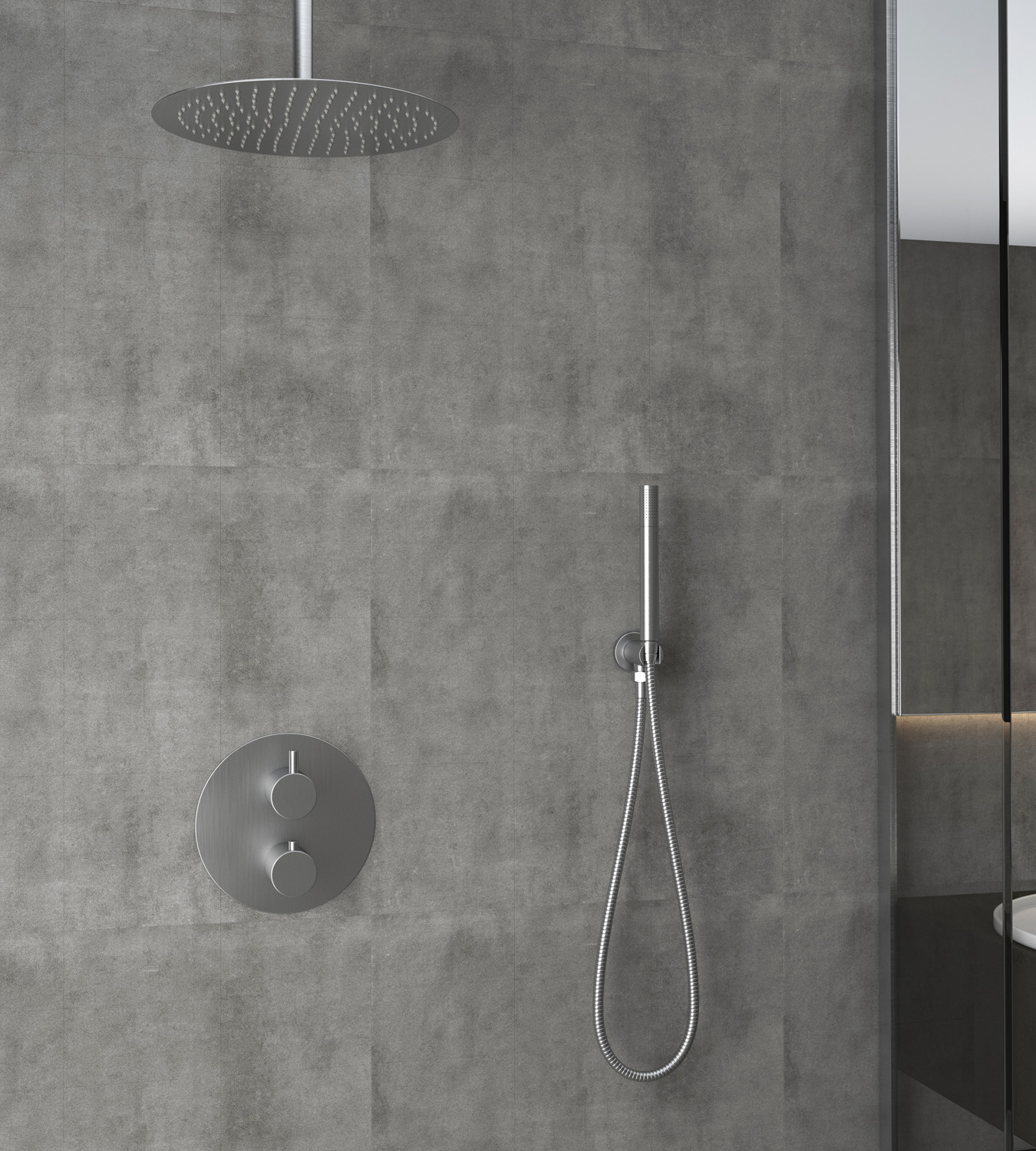 Saniclear Exclusive inbouw regendouche rond met 30cm hoofddouche en plafondarm RVS