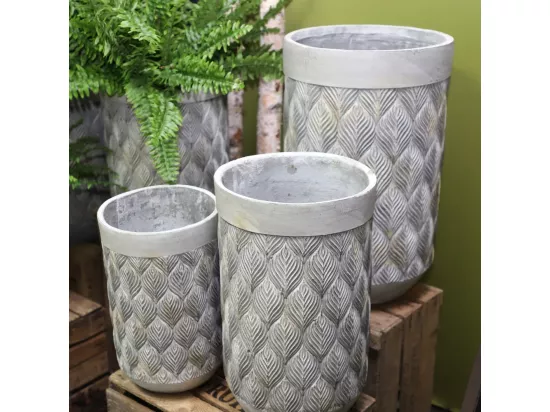 3 Cache-pots grandes tailles plante extérieur béton gris 40-49-60cm