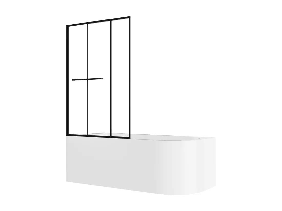 Baignoire douche blanche avec pare baignoire coulissant - 240 L - Angle gauche - ANIKA