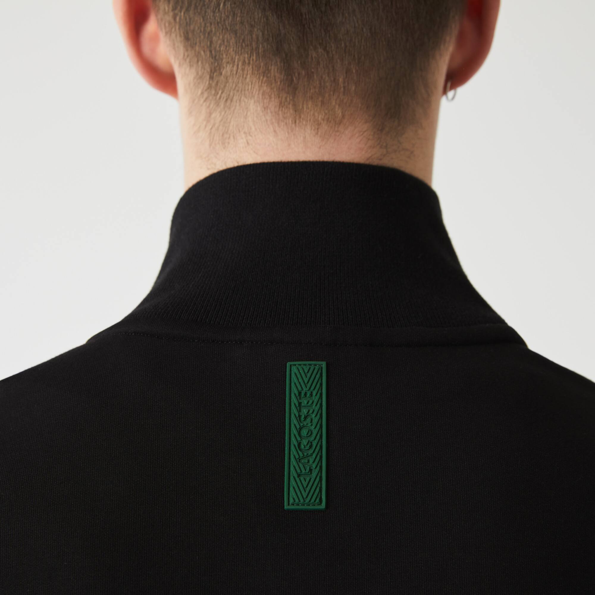 Sweatshirt Jogger zippé uni à col montant en coton mélangé Sweatshirts - Noir - Lacoste - Homme