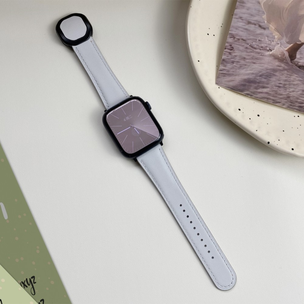 Apple Watch (49/46/45/44 mm) Echtleder Armband mit Magnet-Verschluss (Gelenkumfang: 170-220mm) - Grau / Braun