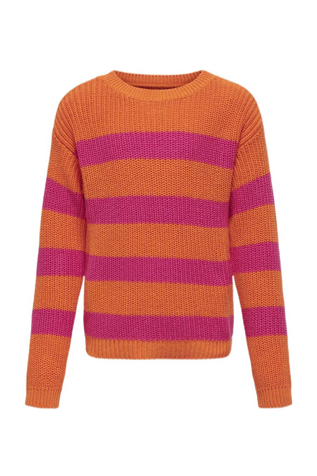 ONLY gestreepte trui KOGSIF oranje/felroze
