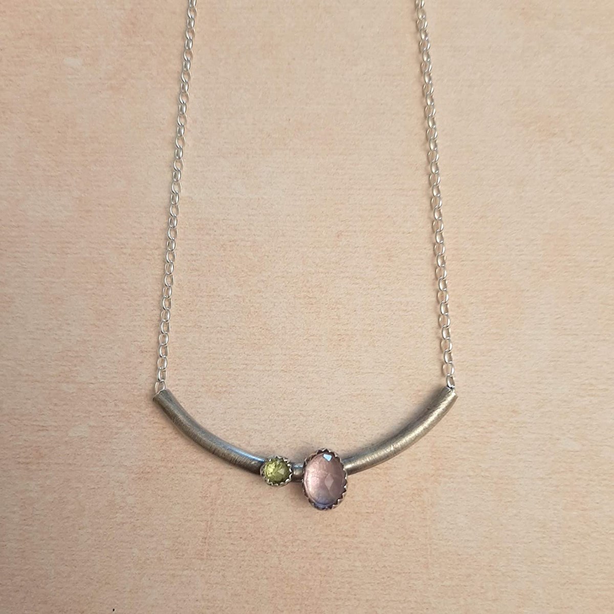 Collier Duo Améthyste Et Péridot, Argent 925