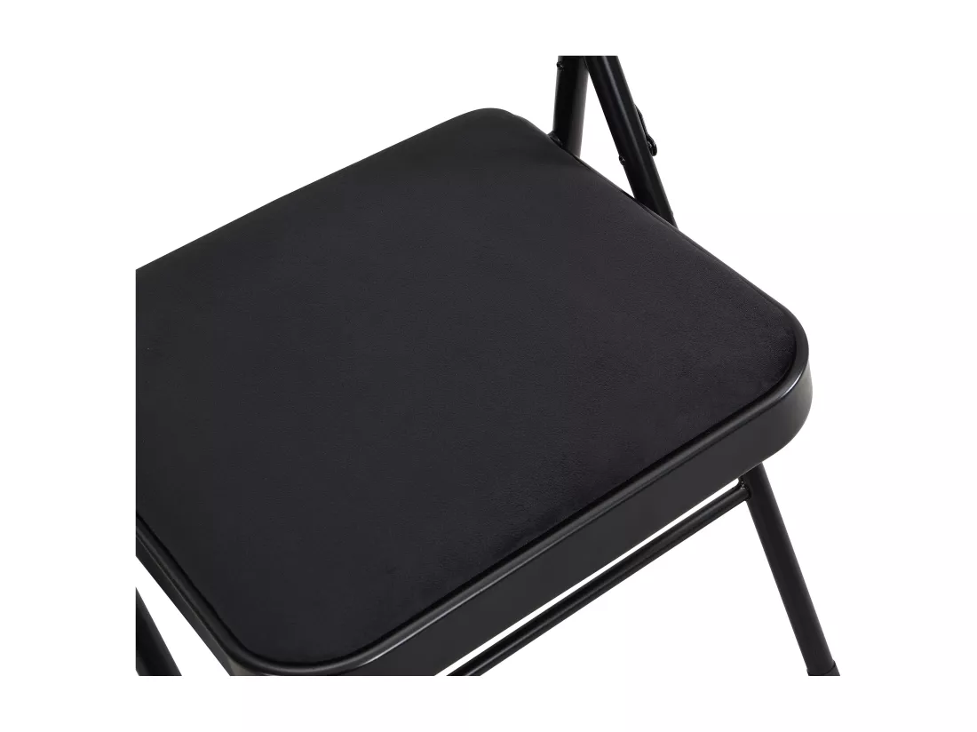 Lot de 2 chaises pliantes en velours et métal - Noir - ORTENSIA