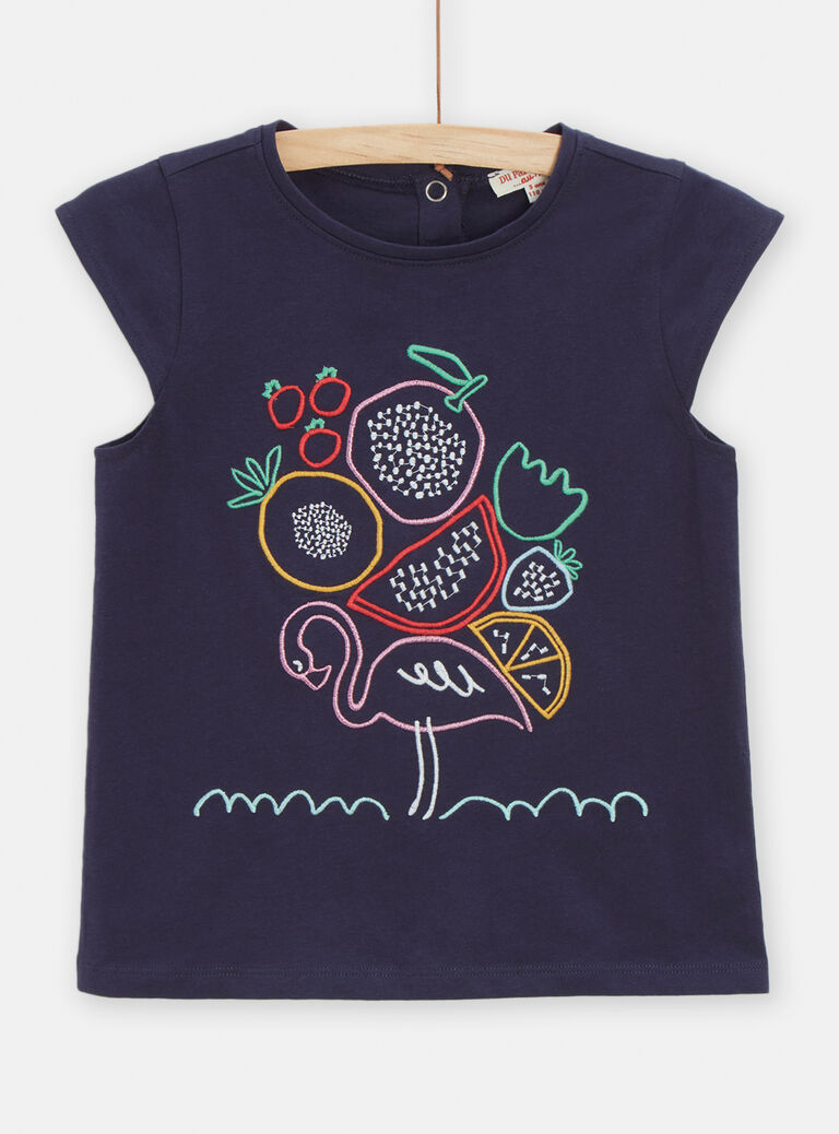 T-shirt bleu foncé ouvert dans le dos pour fille