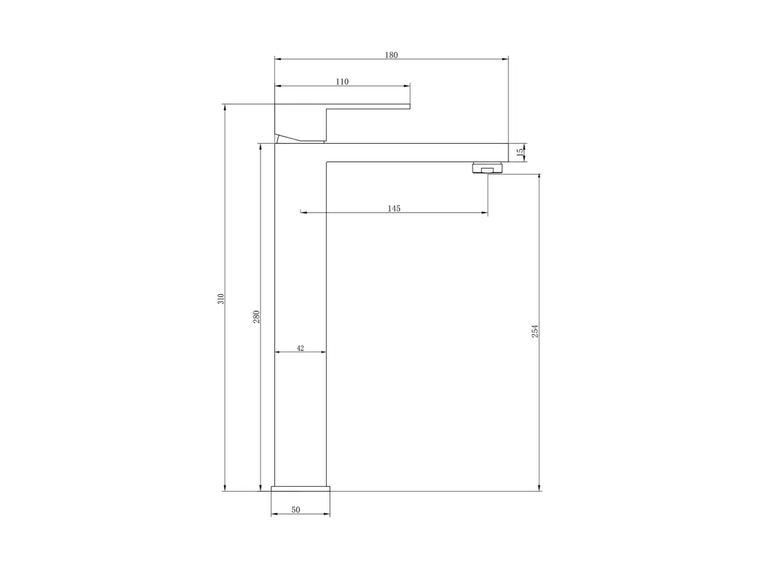 Robinet mitigeur mécanique carré en inox - Coloris nickel brossé - H31 cm - CANILAS