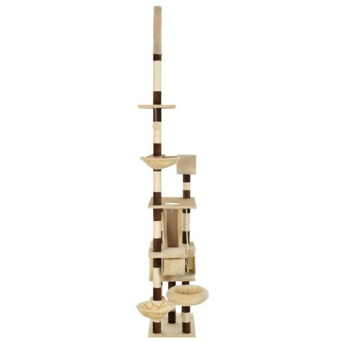 Arranhador bege para gatos com sisal.
