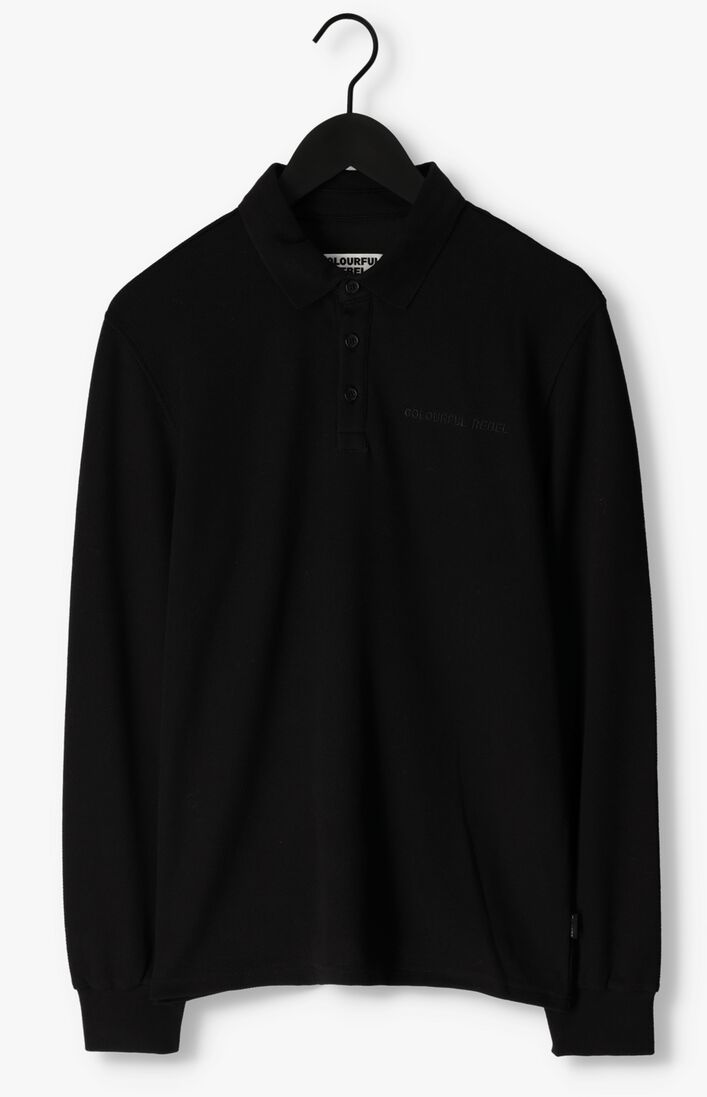 COLOURFUL REBEL zwarte colourful rebel polo uni structure polo longsleeve