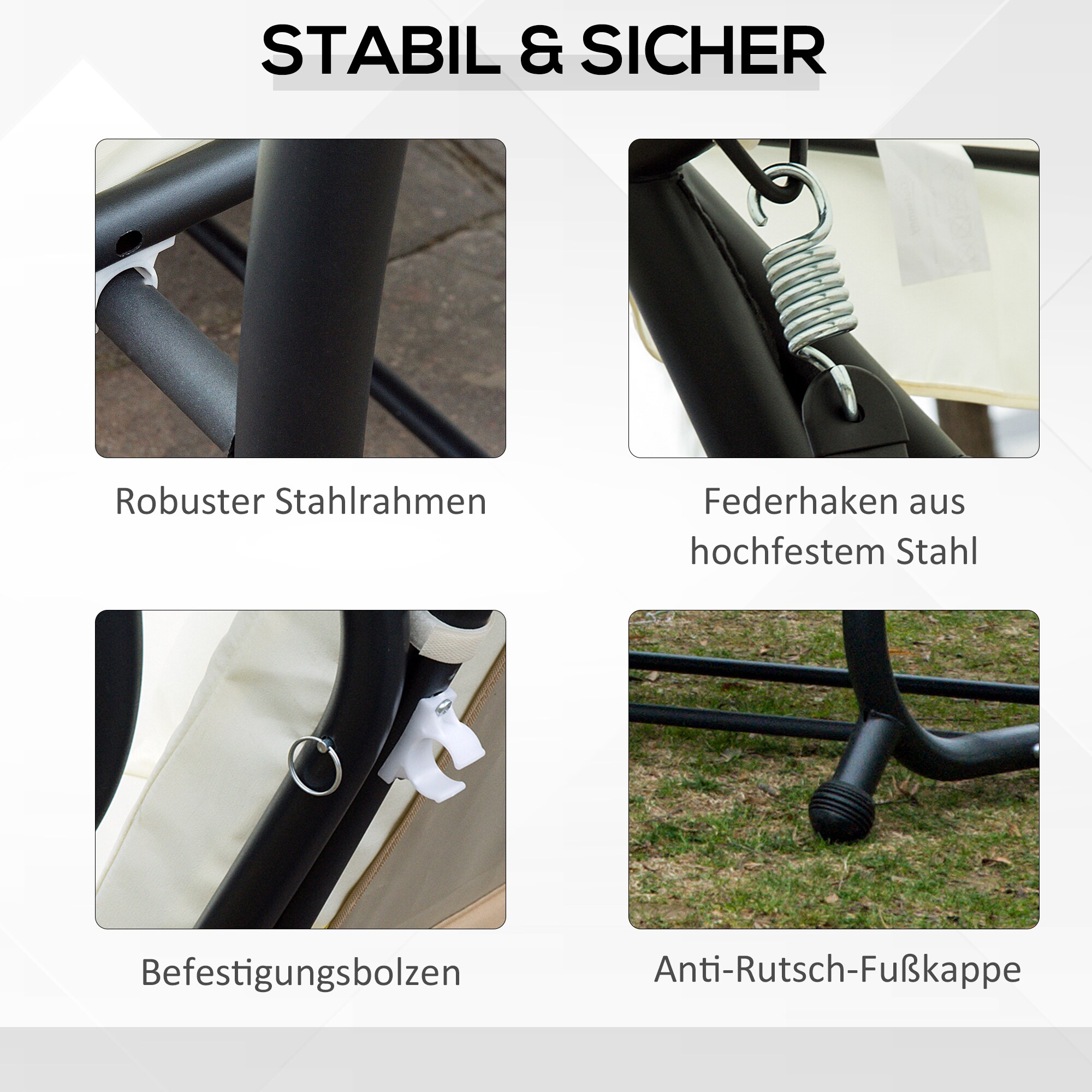 Outsunny Gartenschaukel mit Dach 200 x 120 x 164 cm (LxBxH)