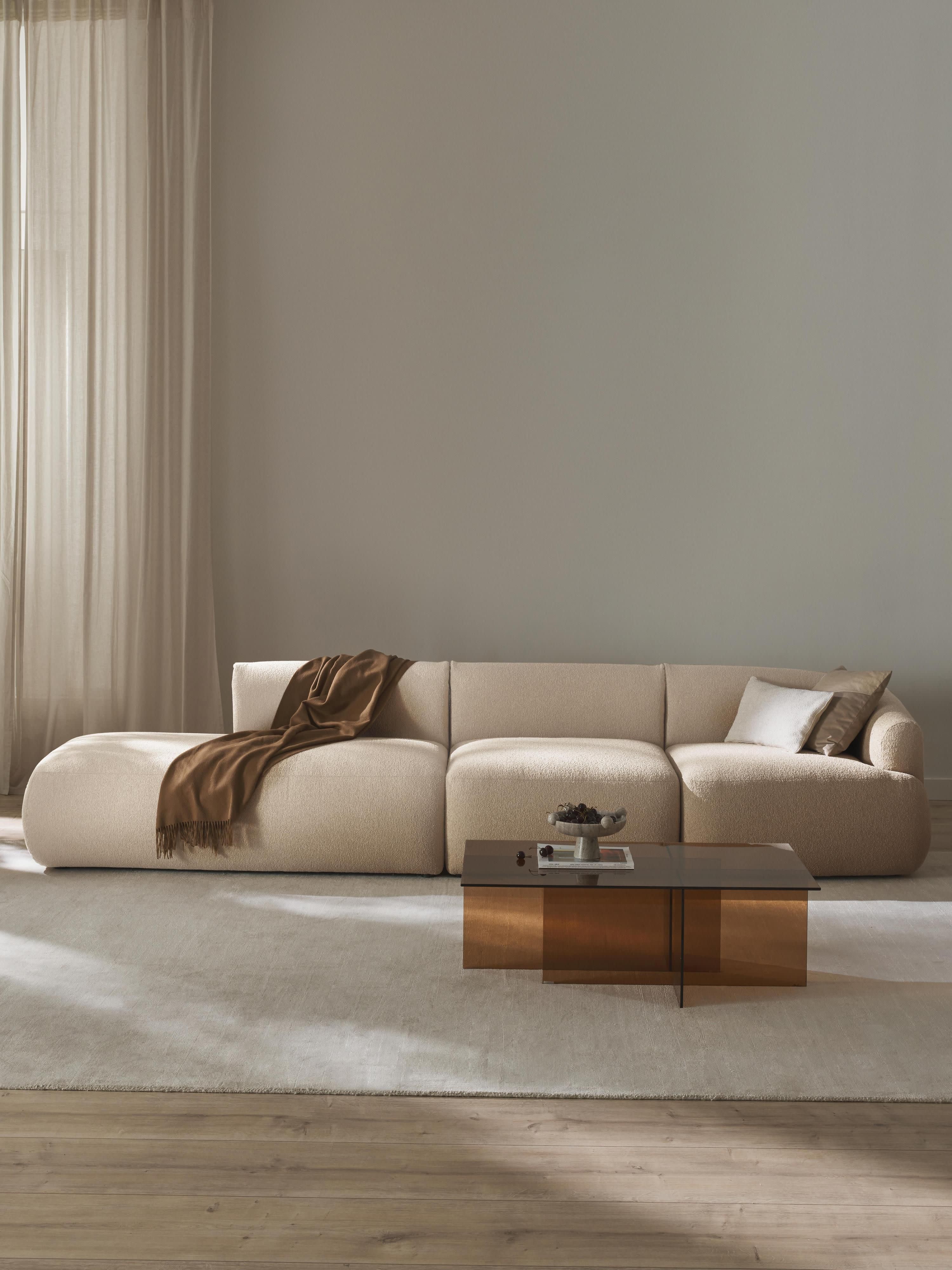 Modulaire XL chaise longue Sofia van bouclé stof
