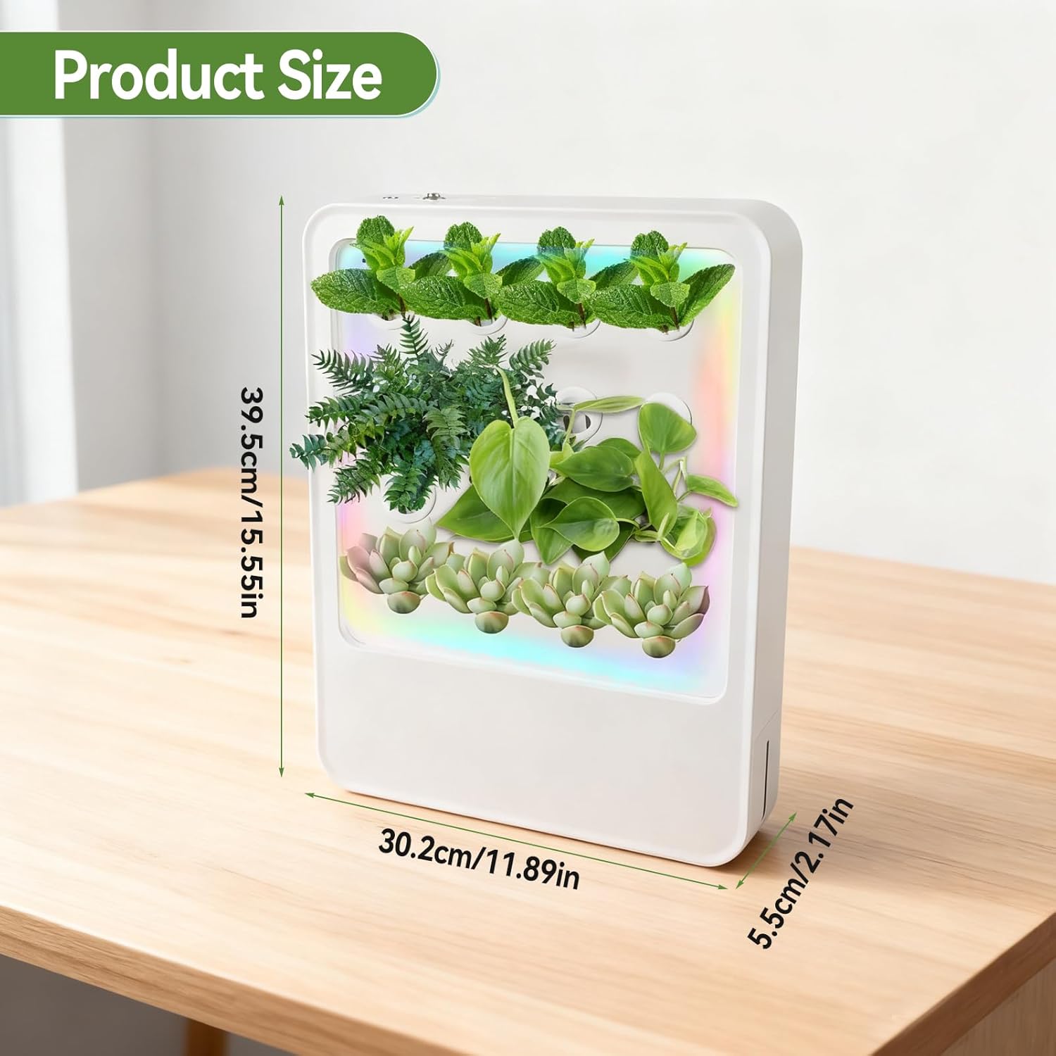 Hydroponisches Anbausystem, Indoor-Garten-Set mit LED-Pflanzenbeleuchtung, erdfrei, mit Geräuschsensor, dreifach gefiltertem Licht und App-Steuerung für 16 Pflanzen - ideal für Zuhause und Büro