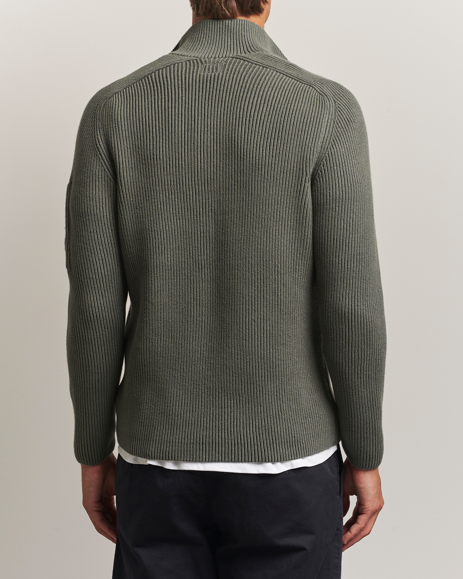 C.P. Company Full Rib Knitted Cotton Half Button Grey