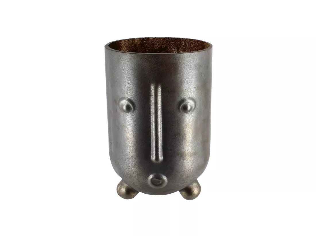 Now's Home - Vase En Verre Souffle A La Bouche Gris Metallise 16.5x15.5x24cm Olav