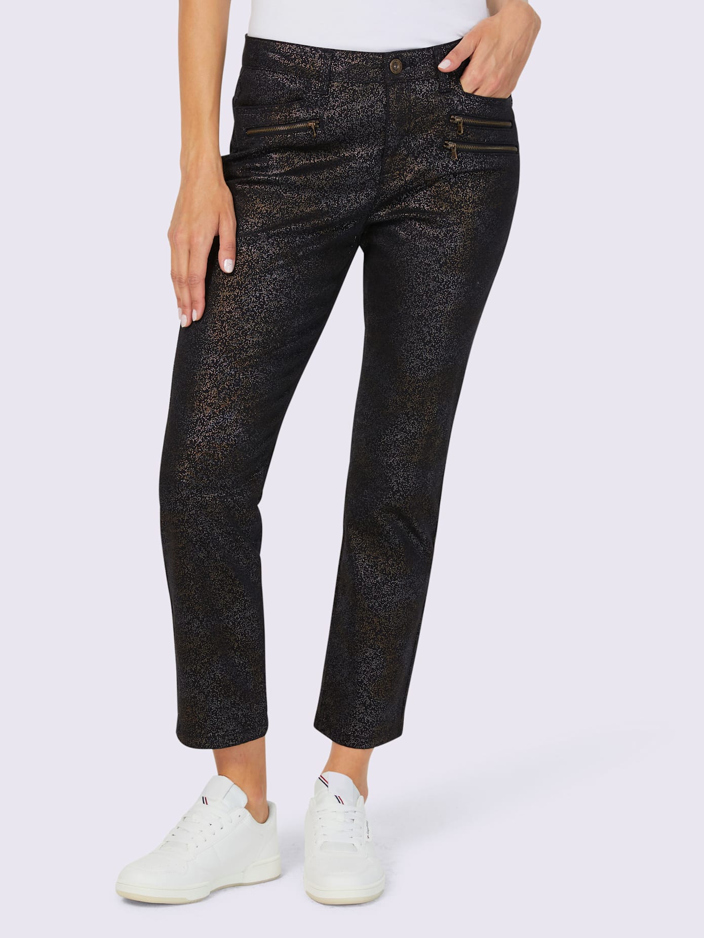 Pantalon imprimé feuille brillant