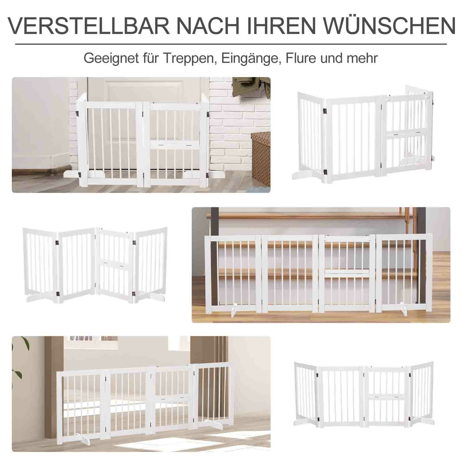 PawHut Hunde Schutzgitter 4-teilig weiß 215 x 38 x 75 cm (LxBxH)