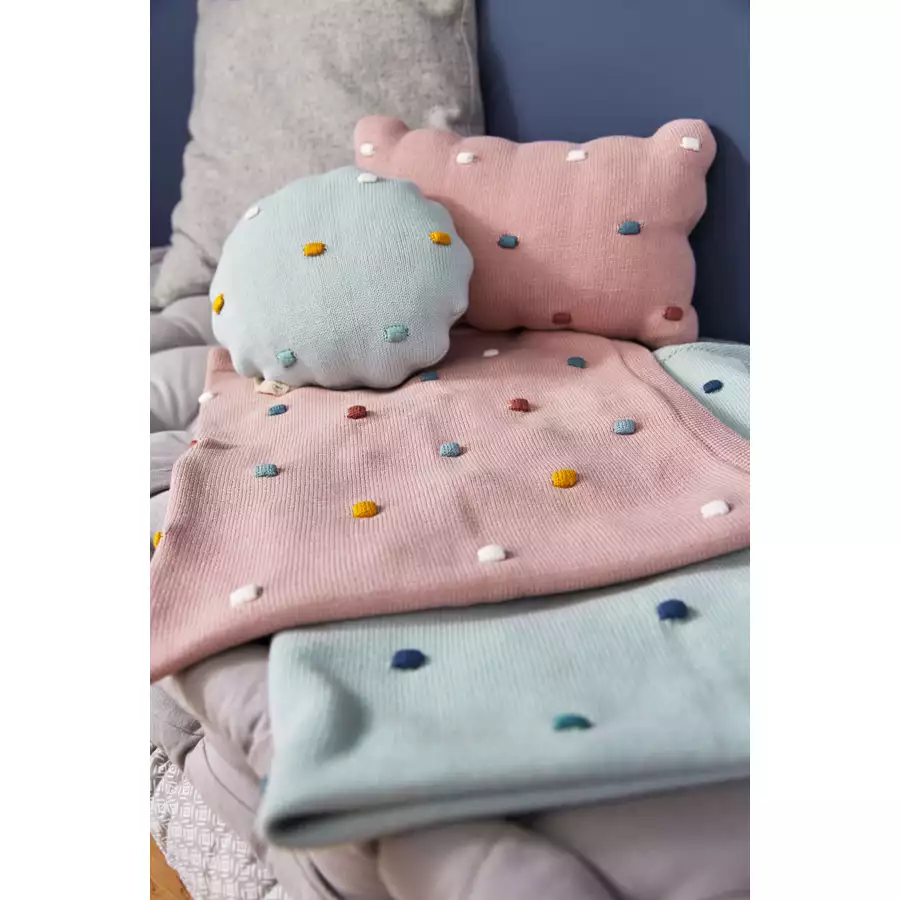 LÄSSIG Babydecke gestrickt Dots light mint 80 x 100 cm