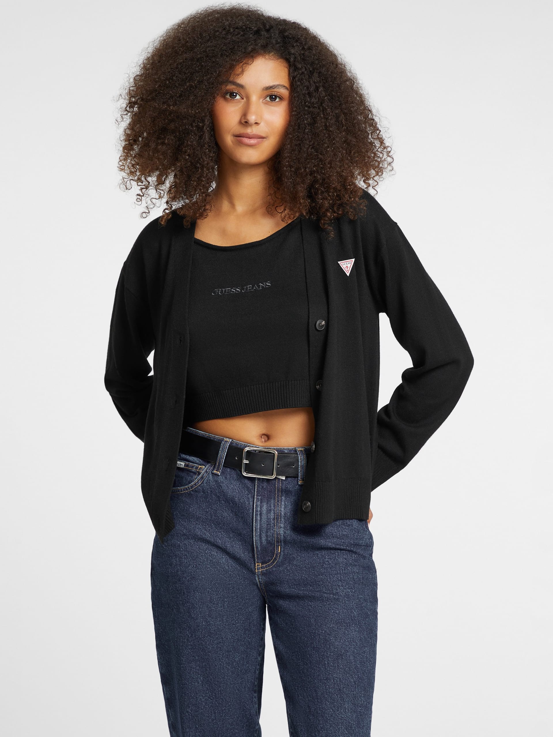 Mini cardigan triangular em mistura de seda e lã
