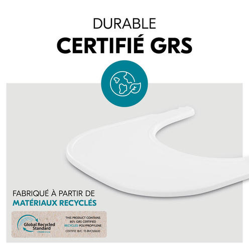 Tablette Click Tray pour chaise haute Alpha+ - Blanc - HAUCK