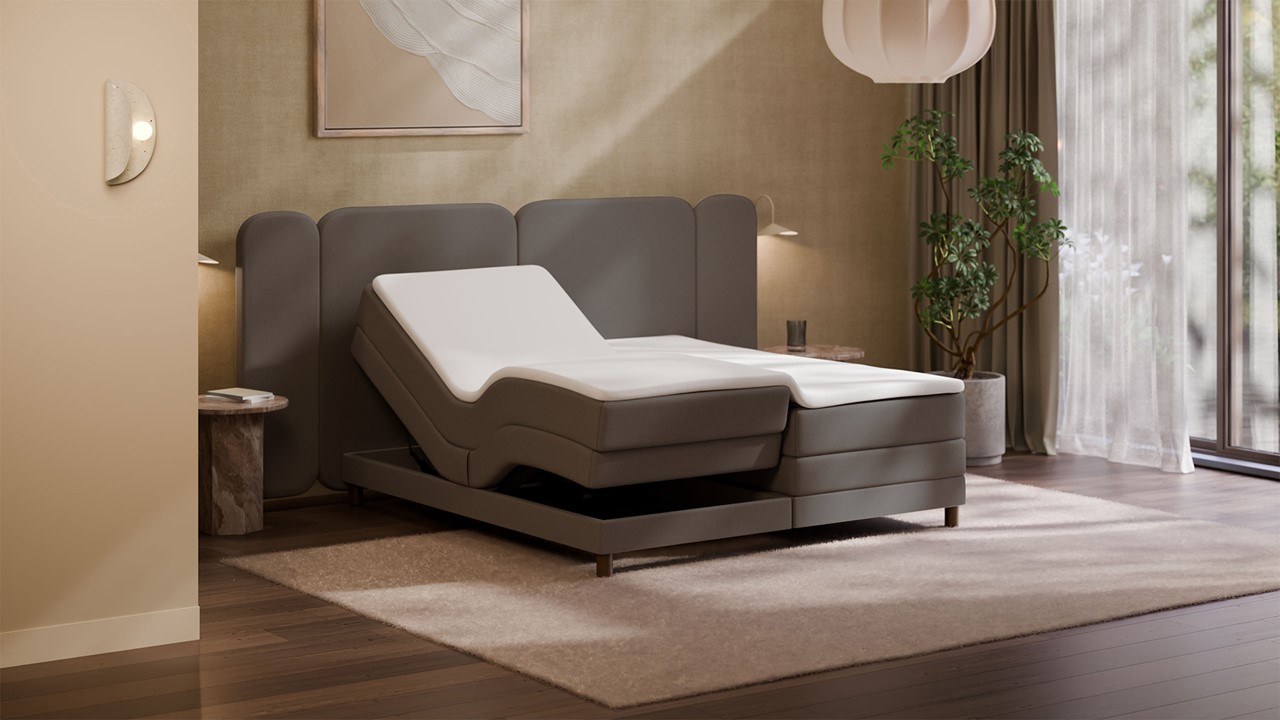 Elektrische boxspring Ridge - Wool look dark grey