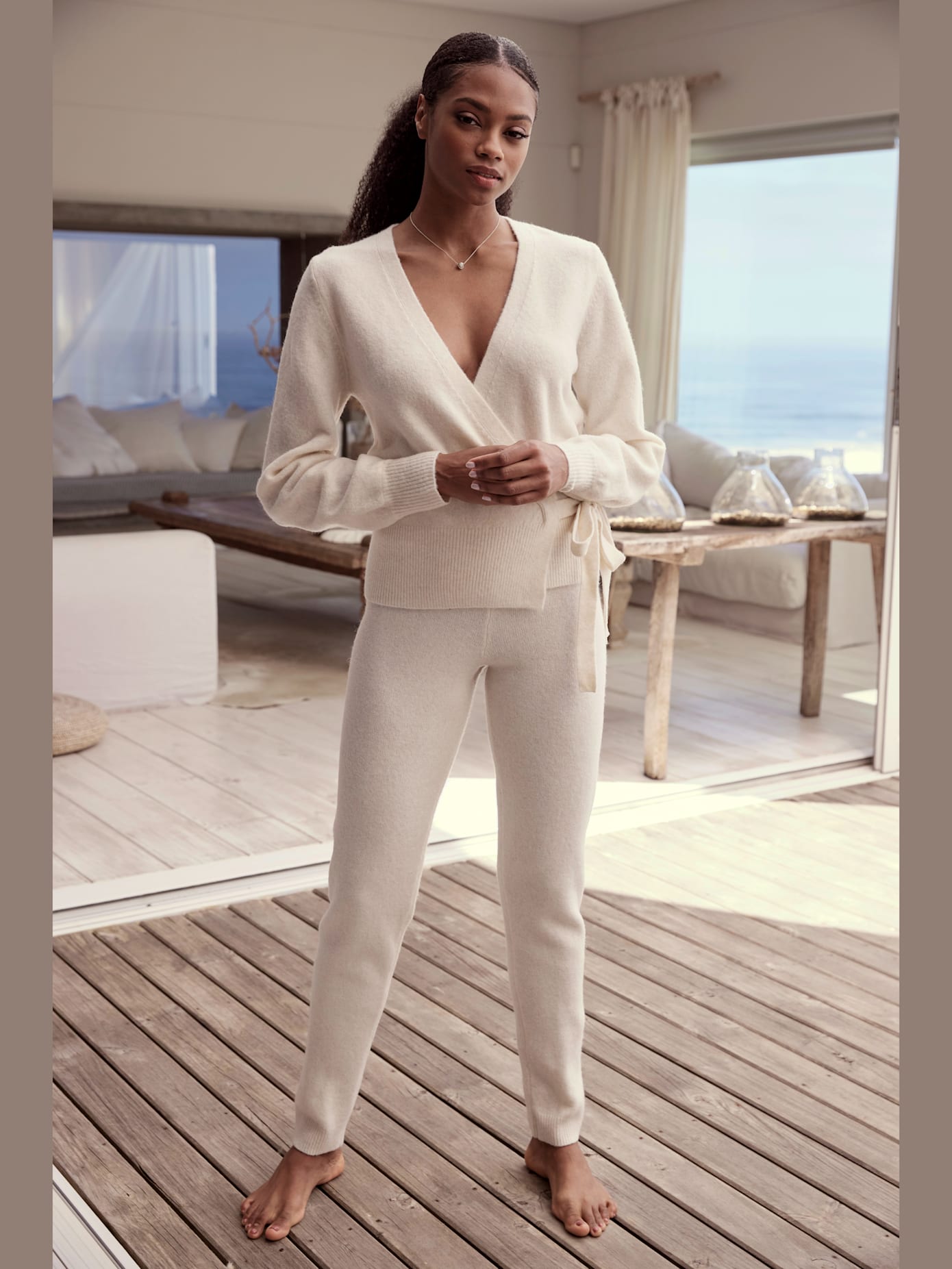Veste cache-cœur en tricot veste en tricot douce à nouer