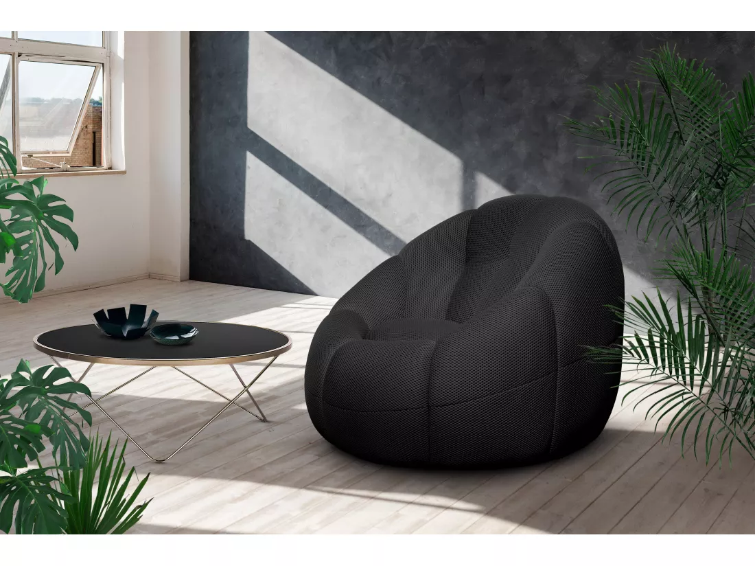 Fauteuil tissu noir - FIGO