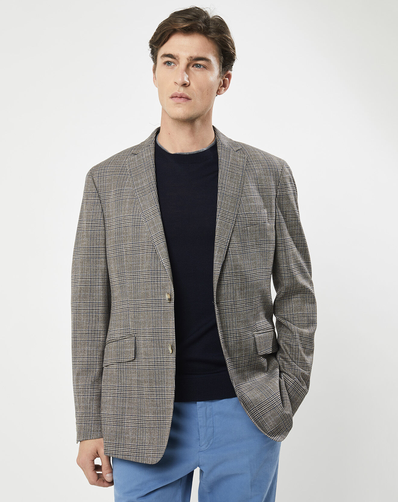 Hackett London Veste Chek imprimée prince de galles beige