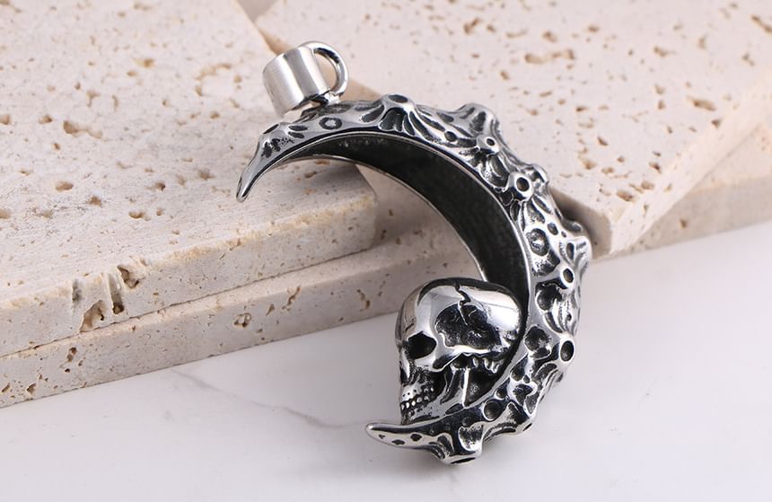 Prushia - Hanger / ketting / set van roestvrij staal met schedel en halve maan
