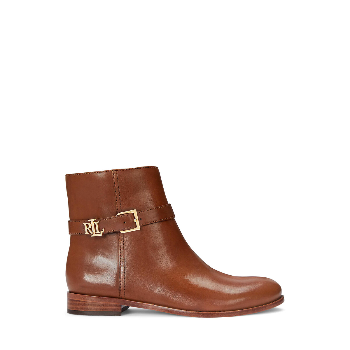 LAUREN RALPH LAUREN<br>Botas de salto baixo em couro liso BROOKE