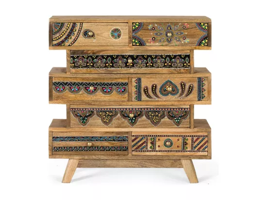 Commode réalisée à la main en bois de manguier