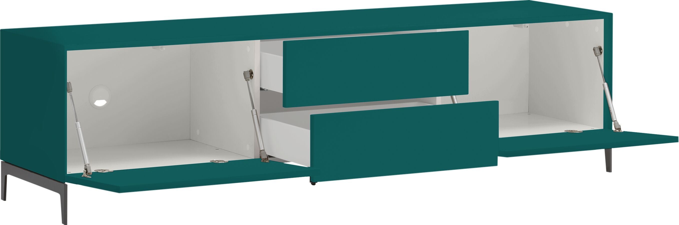 LUX Lowboard - Petrol / B: 180.0 cm x T: 46.0 cm x H: 49.5 cm