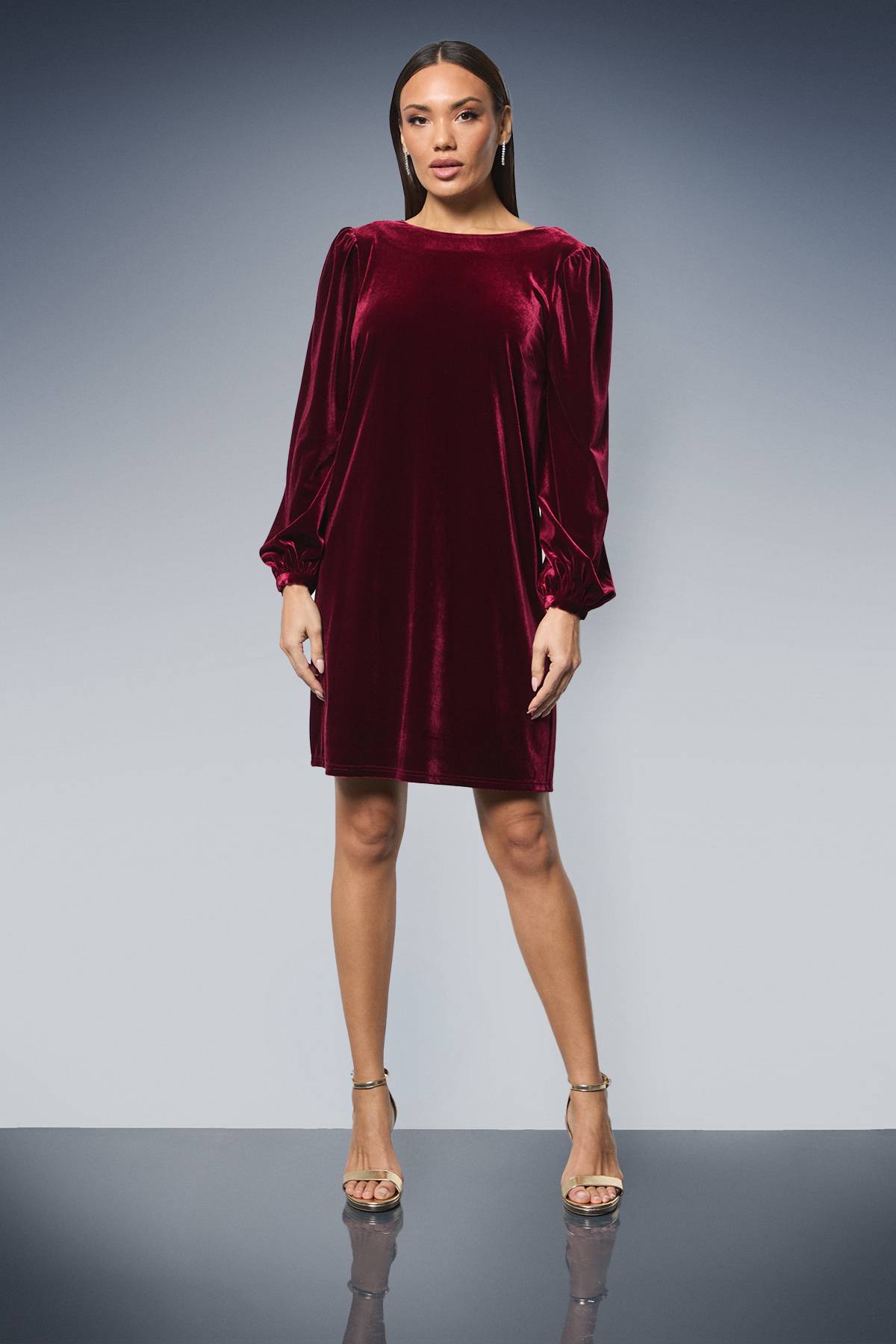 Wallis Robe Droite en Velours à Dos Drapé