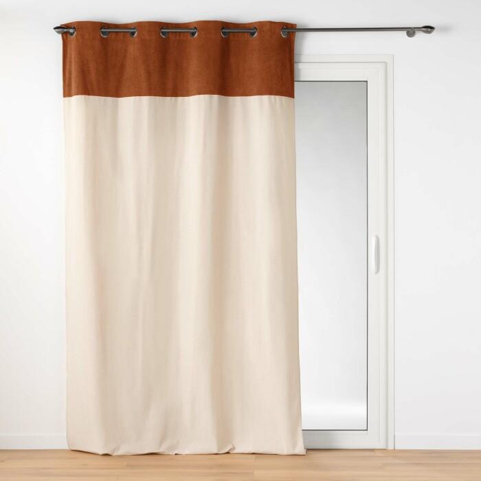 RIDEAU OEILLETS 140X240CM POLYCOTON ET BOUCLETTE TESSA CAMEL