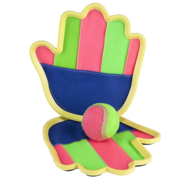 BESTTOY Klettballspiel in Handform – 2 Klettfang-Schalen + 1 Fangball