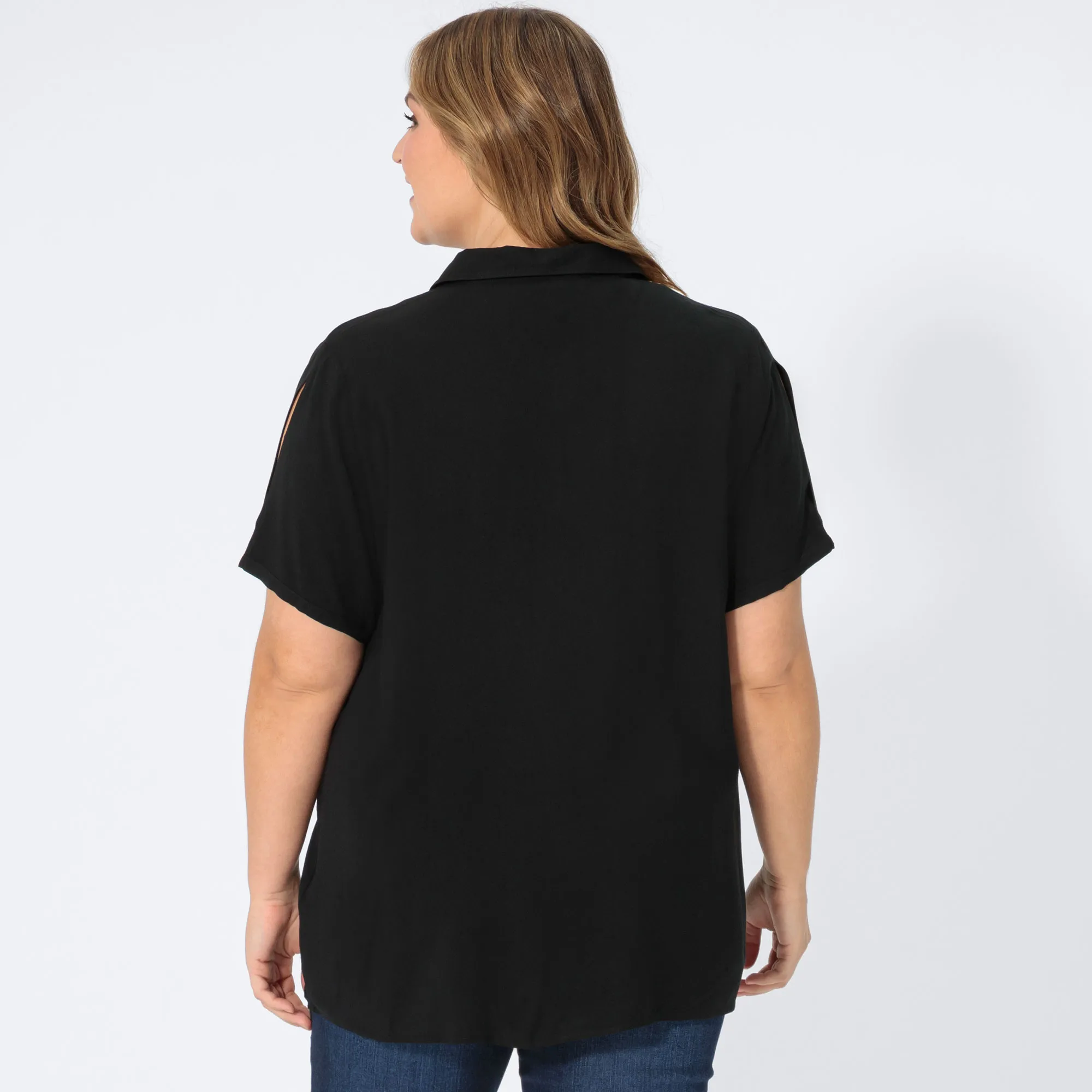 Damen-Bluse mit Cut-Out-Effekten, große Größen
