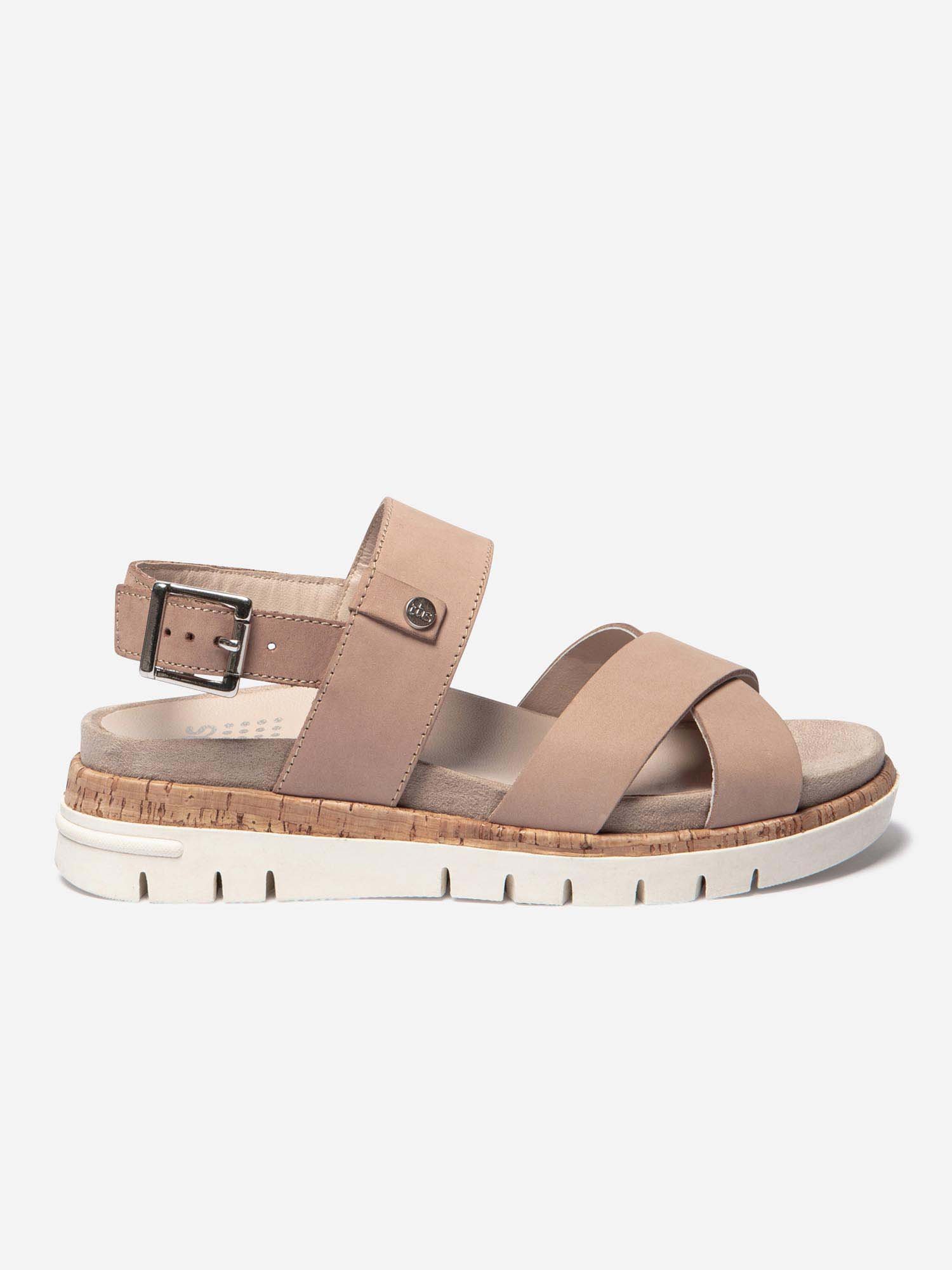 Sandales Femme Semelle Mi-Haute Cuir Beige