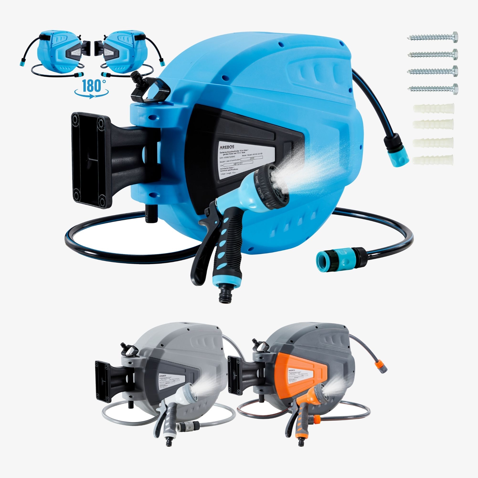 Automatischer Gartenschlauchaufroller 15m