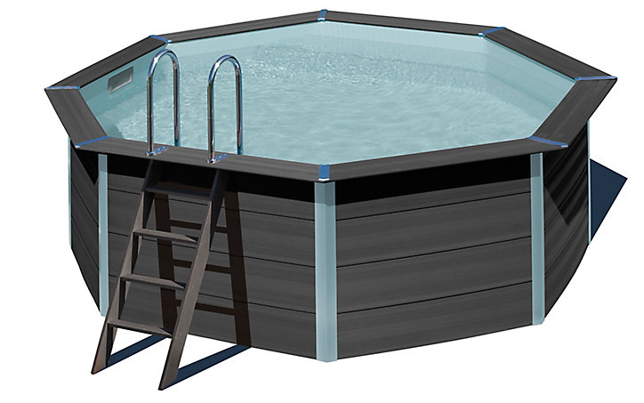 Piscine hors sol composite gris Gré ø4,10 x h.1,24 m