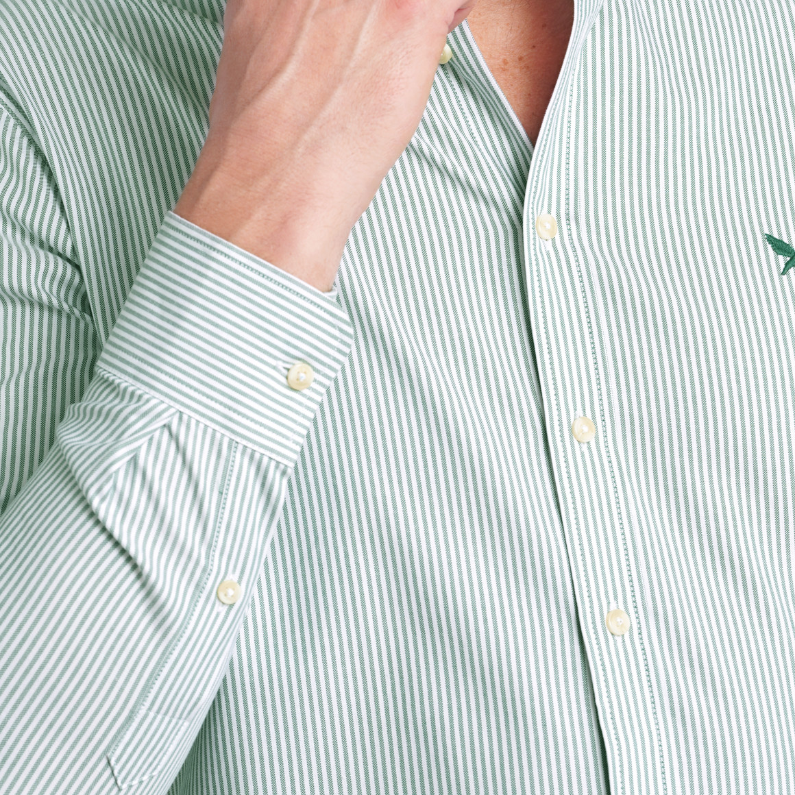 Jonas Nielsen Herren Hemd mit Button-down-Kragen dunkelgrün / weiss