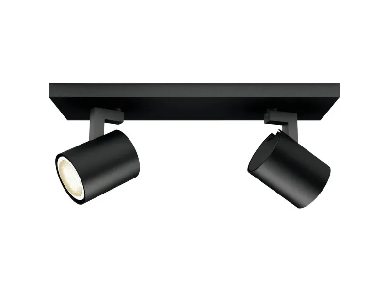 Philips Hue White ambiance Runner - Spotlys - LED-spot lyspære x 2 - GU10 - total: 10 W (tilsvarende 100 W) - klasse A - varmt til køligt hvidt lys - 2200-6500 K - dobbelt - sort