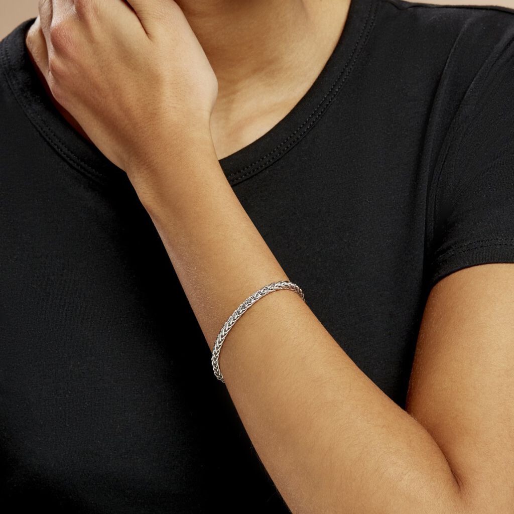 Bracelet Jayna Maille Palmier Or Blanc