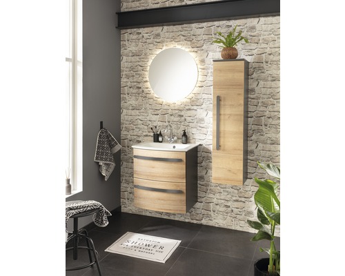 Wastafelmeubel FACKELMANN Andria BxHxD 59 x 63 cm x 44 cm Frontkleur eikenhouten decor 79602