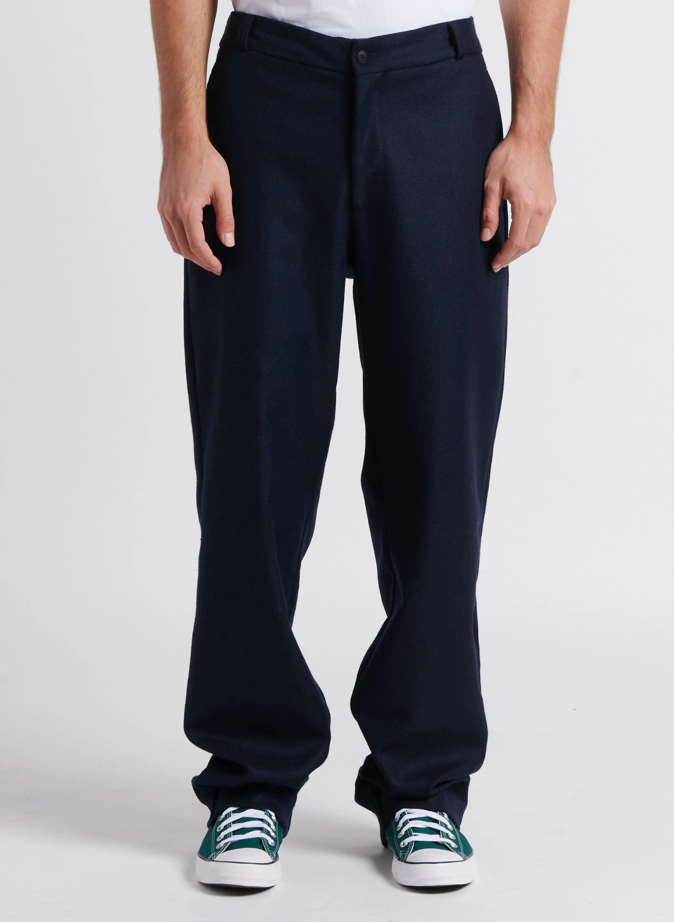 KYLE CHEVIOT - Pantalon droit en laine mélangée| Bleu