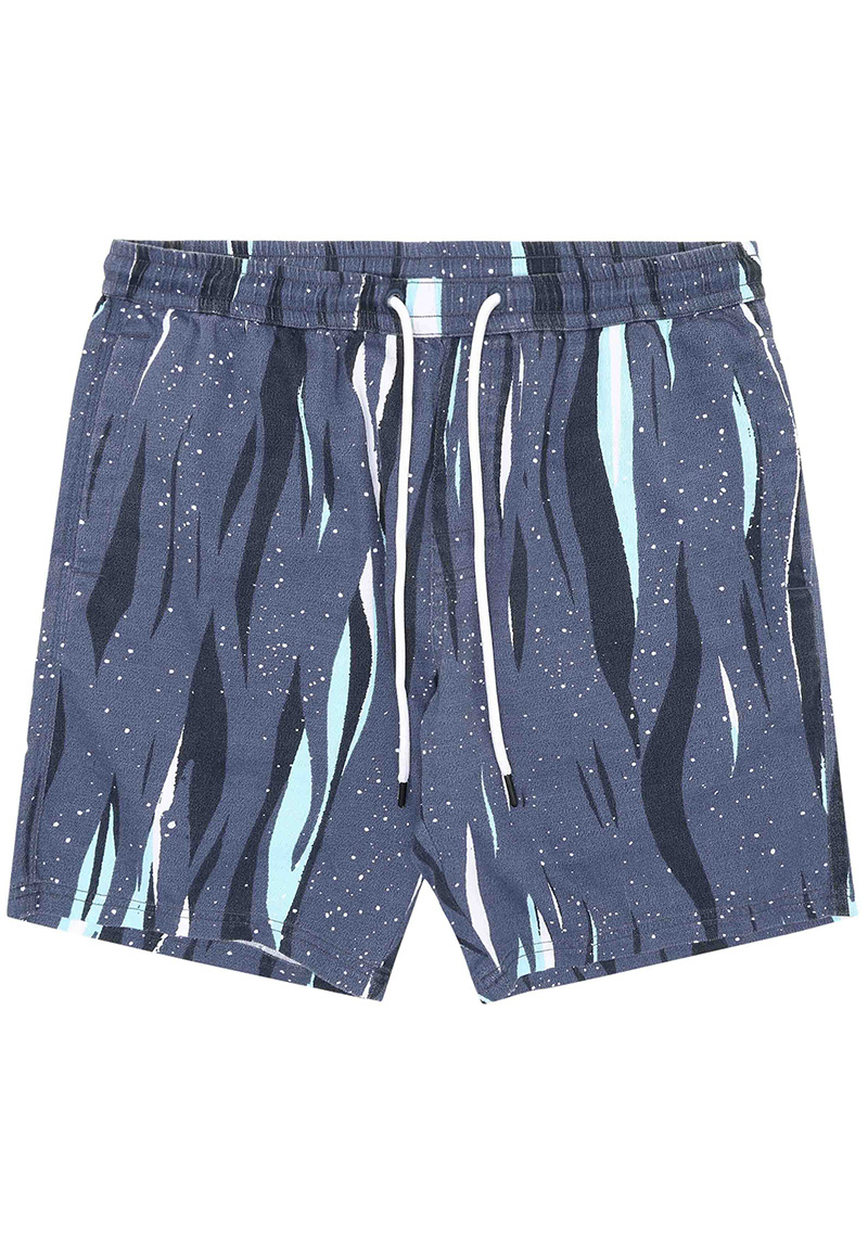 Knowledge Cotton Apparel Shorts Northern Lights AOP Blue